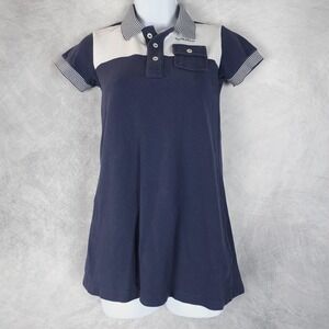 Diesel Polo Shirt Dress Girls Large Blue Colorblock Collared Cotton Mini